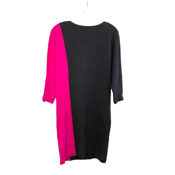 Diane Von Furstenberg Colorblock Wool Pencil Mini Dress Size 8 Pink Grey V-Neck - Picture 2 of 7